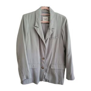Abercrombie & Fitch Size L Grey Blue Blazer Jacket Office Minimalist